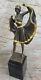 Art Déco / Nouvea Superbe Dancer Avec Or Patine Par Bergman Bronze Massif Statue