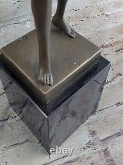 Art Déco / Nouvea Superbe Dancer avec Or Patine Par Bergman Bronze Massif Statue