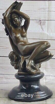 Art Déco Nouveau Chair Nue Femelle Femme Véritable Bronze Sculpture'Lost' Cire