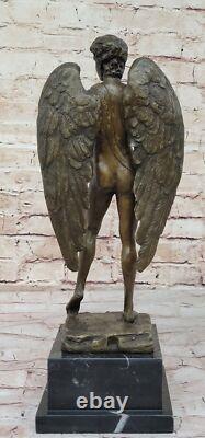 Art Déco / Nouveau Chair Nue Mâle Ange Original Bronze Sculpture Statue Figurine