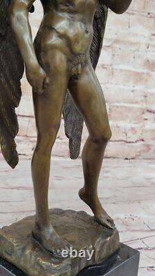Art Déco / Nouveau Chair Nue Mâle Ange Original Bronze Sculpture Statue Figurine