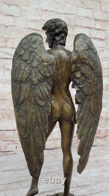 Art Déco / Nouveau Chair Nue Mâle Ange Original Bronze Sculpture Statue Figurine