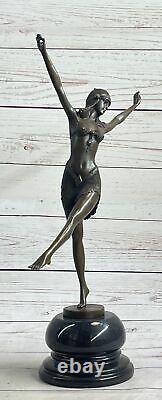 Art Déco / Nouveau Exotique Danseuse Par Bronze Sculpture Figurine Statue