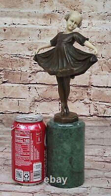 Art Déco OS Bronze Dancing Girl Signée Preiss Sculpture Statue Figurine