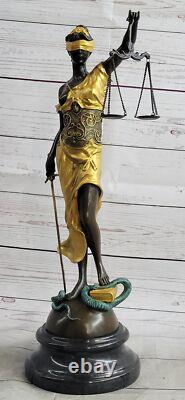 Art Déco Or Accent Store Justice Original Signé Mayer Bronze Sculpture Figurine