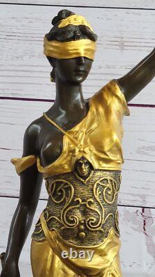 Art Déco Or Accent Store Justice Original Signé Mayer Bronze Sculpture Figurine