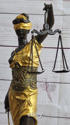 Art Déco Or Accent Store Justice Original Signé Mayer Bronze Sculpture Figurine