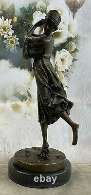 Art Déco Original Milo Marbre Danseuse Bronze Statue Nouveau Figurine Domestique