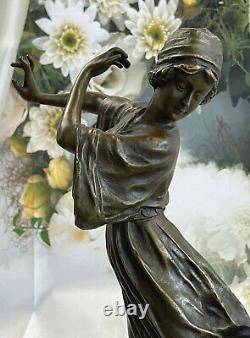 Art Déco Original Milo Marbre Danseuse Bronze Statue Nouveau Figurine Domestique