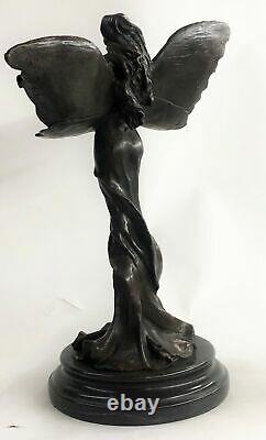 Art Déco Papillon Ange Nymphe Fairy Fantaisie de Collection Bronze Marbre Statue