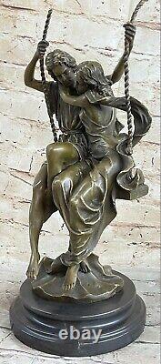 Art Déco Sculpture Femme Et Homme Amoureux Sit Swing Stay Fermer Bronze Deal