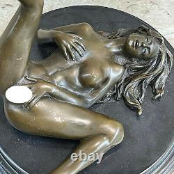 Art Déco Sculpture Nu Femme Fille Érotique Femelle Corps Bronze Statue Soldé