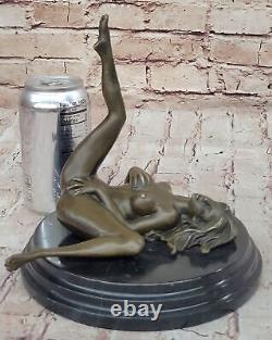 Art Déco Sculpture Nu Femme Fille Érotique Femelle Corps Bronze Statue Solde Nr