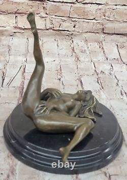 Art Déco Sculpture Nu Femme Fille Érotique Femelle Corps Bronze Statue Solde Nr