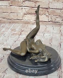 Art Déco Sculpture Nu Femme Fille Érotique Femelle Corps Bronze Statue Solde Nr