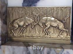 Art Deco Serre Livres Medailles Bronze Signe Thenot Rene 1893 1963 France