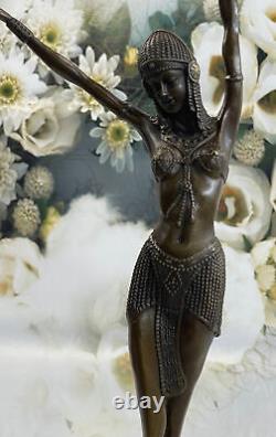 Art Déco Signée Danseur Danseuse Bronze Sculpture Marbre Statue Figure Figurine