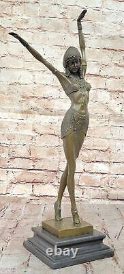 Art Déco Signée Danseur Danseuse Bronze Sculpture Marbre Statue Figurine Ouvre