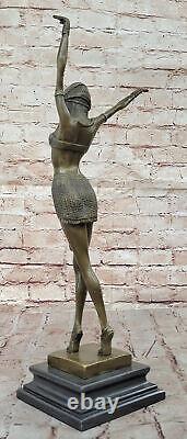 Art Déco Signée Danseur Danseuse Bronze Sculpture Marbre Statue Figurine Ouvre