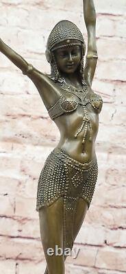 Art Déco Signée Danseur Danseuse Bronze Sculpture Marbre Statue Figurine Ouvre