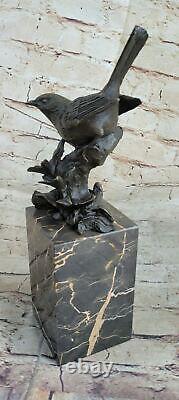 Art Déco Spécial Amour Oiseau Colombe Bronze Sculpture Marbre Base Figurine