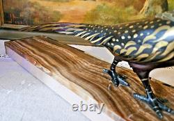 Art Deco Statue Faisan Dore En Bronze Plusieurs Couleur De Patine Signee Errac