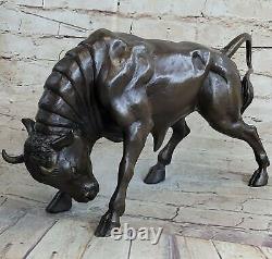 Art Déco Stock Marché Bull Fonte Bronze Sculpture Statue Figurine Figure