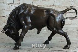 Art Déco Stock Marché Bull Fonte Bronze Sculpture Statue Figurine Figure