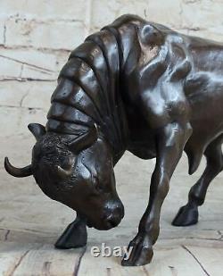 Art Déco Stock Marché Bull Fonte Bronze Sculpture Statue Figurine Figure