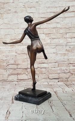 Art Déco / Style Nouveau Bronze Danseuse Statue By Collett Signée Édition