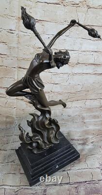 Art Déco Style Véritable Bronze Ouvre Fait Détaillé Sculpture Statue