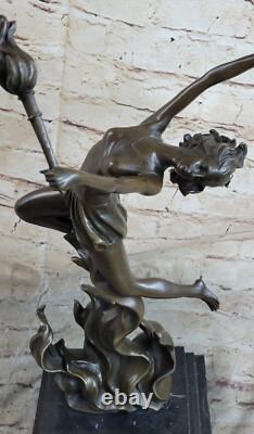 Art Déco Style Véritable Bronze Ouvre Fait Détaillé Sculpture Statue