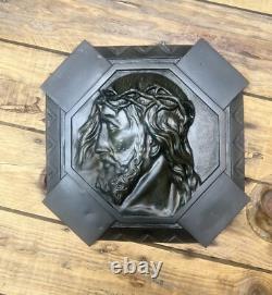 Art Déco Très Rare Plaque Médaille en Bronze JESUS CHRIST par A. Dubois