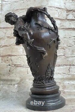 Art Déco Victorien Style Bébé Ange Chérubins Vase Jardinière Bronze Statue Solde