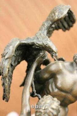Art Déco Zeus Et Aigle Bronze Sculpture Fonte Marbre Base Figurine