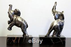 Art déco serres livres éléphants bronze par louis fontinelle