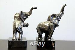 Art déco serres livres éléphants bronze par louis fontinelle