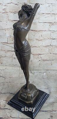 Autrichien Vienne Art Déco Bronze Figurine A. Leonard Chair Danseuse Figure