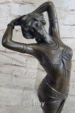 Autrichien Vienne Art Déco Bronze Figurine A. Leonard Chair Danseuse Figure