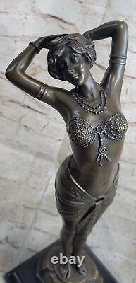 Autrichien Vienne Art Déco Bronze Figurine A. Leonard Chair Danseuse Figure