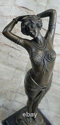 Autrichien Vienne Art Déco Bronze Figurine A. Leonard Nu Danseuse Sculpture Nr