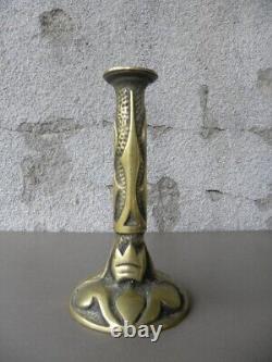 Avantgardiste deb 20° PIED DE LAMPE / BOUGEOIR bronze ART NOUVEAU / ART DECO