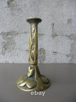 Avantgardiste deb 20° PIED DE LAMPE / BOUGEOIR bronze ART NOUVEAU / ART DECO
