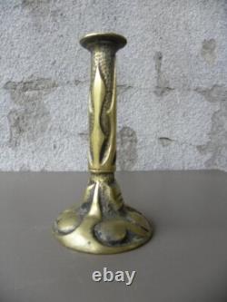 Avantgardiste deb 20° PIED DE LAMPE / BOUGEOIR bronze ART NOUVEAU / ART DECO