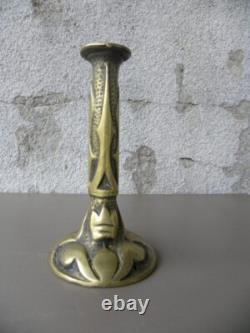 Avantgardiste deb 20° PIED DE LAMPE / BOUGEOIR bronze ART NOUVEAU / ART DECO