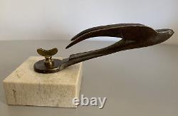 BECQUEREL rare ancienne mascotte automobile bronze bouchon de radiateur Art Deco