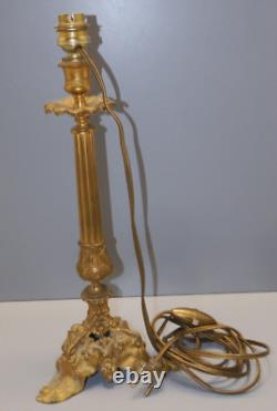 -BOUGEOIR BRONZE ART NOUVEAU Monté en PIED de LAMPE (réversible) déco D