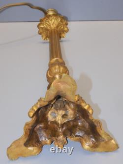 -BOUGEOIR BRONZE ART NOUVEAU Monté en PIED de LAMPE (réversible) déco D