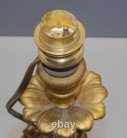 -BOUGEOIR BRONZE ART NOUVEAU Monté en PIED de LAMPE (réversible) déco D