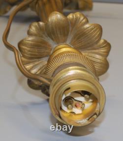 -BOUGEOIR BRONZE ART NOUVEAU Monté en PIED de LAMPE (réversible) déco D